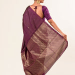 Dark Wine Handwoven Banarasi Silk Saree - Image 3