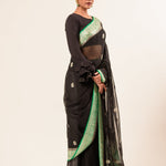 Black Khaddi Georgette Handloom Banarasi Saree - Anvi Couture