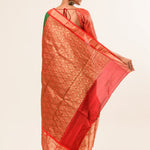 Green Mangalagiri Cotton Silk Zari Check Saree with Red Border - Anvi Couture