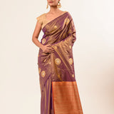 Light Brown Dual Tone Kanchipuram Silk Saree - Anvi Couture