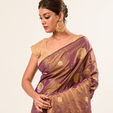 Light Brown Dual Tone Kanchipuram Silk Saree - Anvi Couture