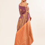 Light Brown Dual Tone Kanchipuram Silk Saree - Anvi Couture