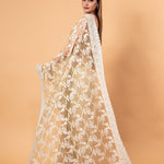 Light Mint Green Net Saree with all over Stone and embroidery work and Unstitched Blouse - Anvi Couture