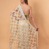 Light Mint Green Net Saree with All-Over Stonework - Image 5