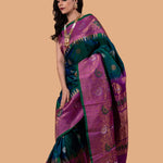 Peacock Green Handwoven Original Gadwal Silk Saree - Anvi Couture