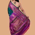 Peacock Green Handwoven Original Gadwal Silk Saree - Anvi Couture