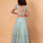 Light Blue Net Lehenga with Embroidery Work - Anvi Couture