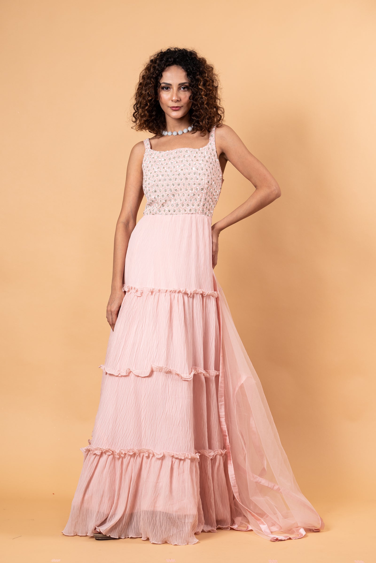 Pastel Pink Embroidered Gown 