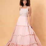 Pastel Pink Embroidered Gown - Anvi Couture