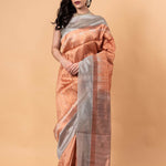 Orange and Gray Pure Silk Shibori Saree - Anvi Couture