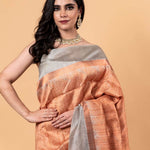 Orange and Gray Pure Silk Shibori Saree - Anvi Couture