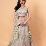 All Over Handwork Embroidered Net Pastel Lehenga and Choli With Tassel Dupatta - Anvi Couture