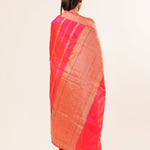 Pink Orange Dual Shade Katan Silk Handwoven Banarasi Saree - Anvi Couture