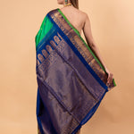 Emerald Green Gadwal Pure Silk Saree - Anvi Couture