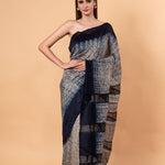 Blue and White Shibhori Handloom Saree in Pure Matka Silk - Image 2