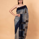 Blue and White Shibhori Handloom Saree in Pure Matka Silk - Image 2