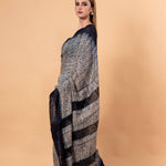 Blue and White Shibhori Handloom Saree in Pure Matka Silk - Image 3