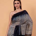 Blue and White Shibhori Handloom Saree in Pure Matka Silk - Image 4