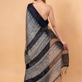 Blue and White Shibhori Handloom Saree in Pure Matka Silk - Image 5