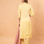 Yellow Kurti Set in Sequins Work with Printed Dupatta - Anvi Couture