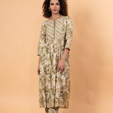 Floral Printed Anarkali Kurta Set with Embroidery work - Anvi Couture