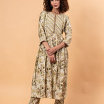 Floral Printed Anarkali Kurta Set with Embroidery work - Anvi Couture