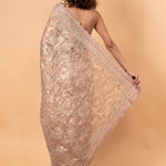 Pink Tissue Silk Saree with All-Over Floral Zari Embroidery - Image 4