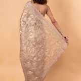 Pink Tissue Silk Saree with All-Over Floral Zari Embroidery - Image 4