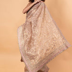Pink Tissue Silk Saree with All-Over Floral Zari Embroidery - Image 2