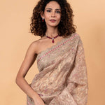 Pink Tissue Silk Saree with All-Over Floral Zari Embroidery - Image 3