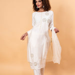 Women Ethnic Motifs Silk Ethereal Embroidery Kurta Set with Dupatta - Anvi Couture