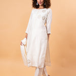 Women Ethnic Motifs Silk Ethereal Embroidery Kurta Set with Dupatta - Anvi Couture