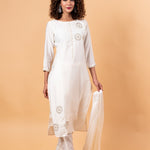 Women Ethnic Motifs Silk Ethereal Embroidery Kurta Set with Dupatta - Anvi Couture