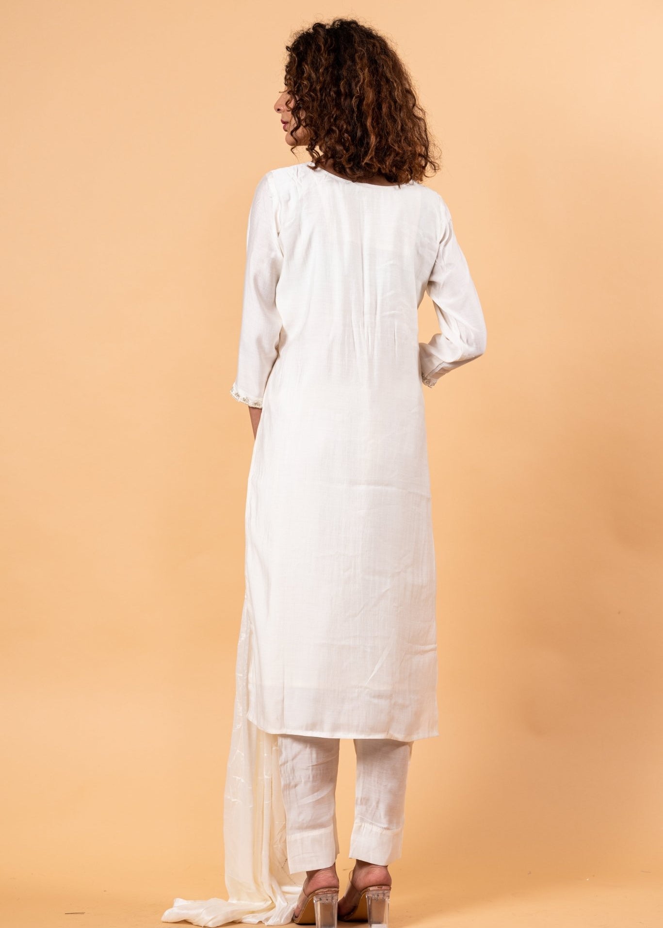 Women Ethnic Motifs Silk Ethereal Embroidery Kurta Set with Dupatta - Anvi Couture