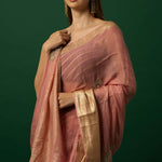 Light Pink Hand-Embroidered Organza Saree - Image 3