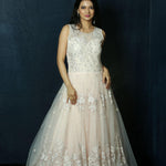 Light Pink Gown on Net with Swarovski embroidery work