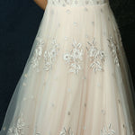 Light Pink Net gown adorned with Swarovski work