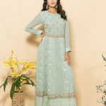 Green Two-Piece Embroidered Dress - Anvi Couture