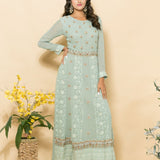 Green Two-Piece Embroidered Dress - Anvi Couture