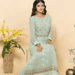 Green Two-Piece Embroidered Dress - Anvi Couture