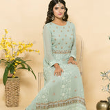 Green Two-Piece Embroidered Dress - Anvi Couture