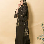 Brown Two-Piece Designer Dress With Embroidery Work - Anvi Couture