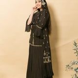 Brown Two-Piece Designer Dress With Embroidery Work - Anvi Couture