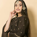 Brown Two-Piece Designer Dress With Embroidery Work - Anvi Couture