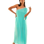 Aqua Blue One Shoulder Kaftan Dress Full