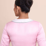 Baby Pink Blouse With Embroidered Collar Neckline and Elbow Sleeves back