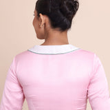 Baby Pink Blouse With Embroidered Collar Neckline and Elbow Sleeves back