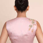 Baby Pink Embroidered Sleeveless Blouse Back