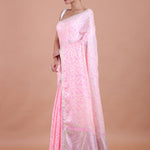 Baby Pink Handloom Cotton Printed Saree side