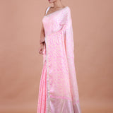 Baby Pink Handloom Cotton Printed Saree side